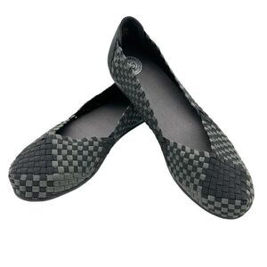 Authentic American SO Cornell Black Womens SZ 7 1/2 M Woven Flat Gray‎ Black